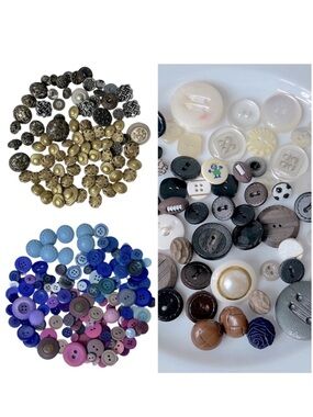 Vintage Button Collection Lot 300+ Mixed Colors Gold Blue Black White Assorted